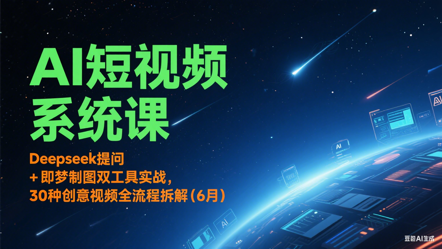 AI短视频系统课：Deepseek提问 + 即梦制图双工具实战，30种创意视频全流程拆解(6月)-百货大全