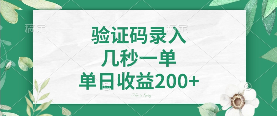 验证码录入，几秒一单，单日收益200+-百货大全