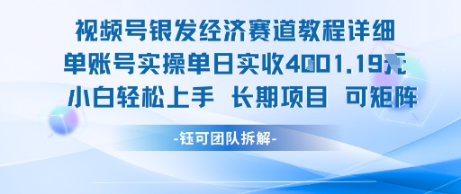 视频号银发经济赛道单账号实操单日实收1k+，小白轻松上手长期项目-百货大全