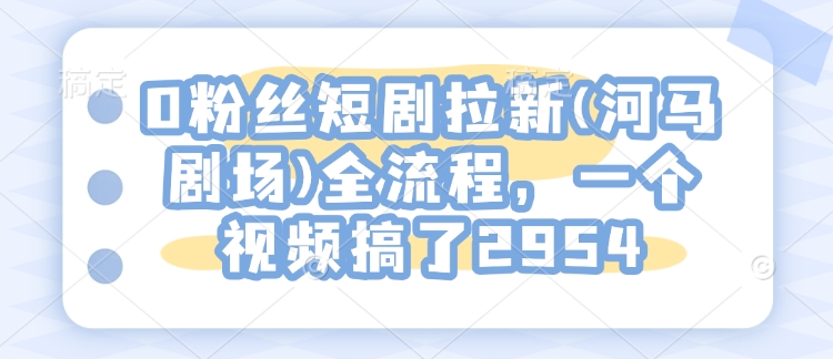 0粉丝短剧拉新(河马剧场)全流程，一个视频搞了2954-百货大全