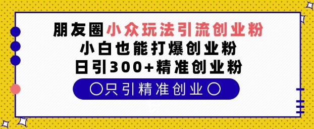 朋友圈小众玩法引流创业粉，小白也能打爆创业粉，日引300+精准创业粉【揭秘】-百货大全