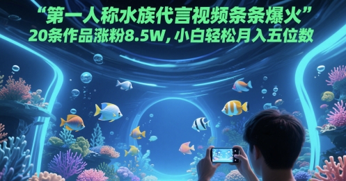 第一人称水族代言视频条条爆火，20条作品涨粉8.5W，小白轻松月入五位数-百货大全