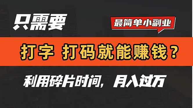 只需要打字，打码，就能赚钱？简单的赚钱小副业，利用碎片时间，月入过万-百货大全