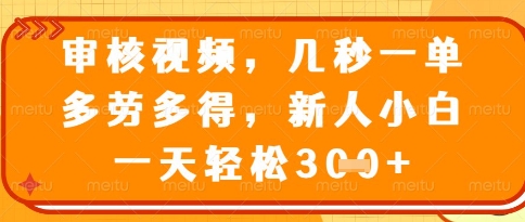 视频审核员，几秒一单，不限时间，不限地点，多做多得，新人小白一天轻松几张+【揭秘】-百货大全