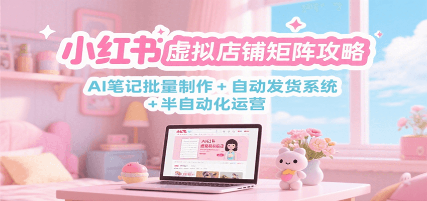 小红书虚拟店铺矩阵攻略：AI笔记批量制作 + 自动发货系统 + 半自动化运营-百货大全