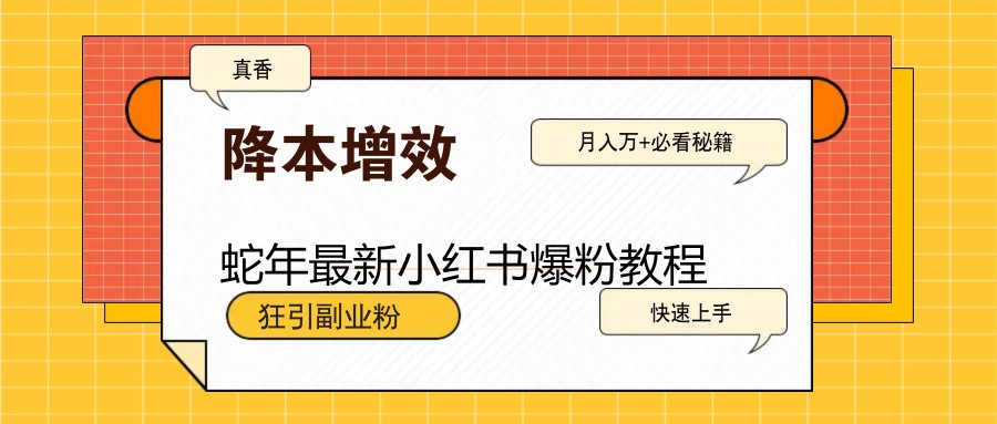 蛇年最新小红书爆粉教程，狂引副业粉，月入万+必看-百货大全