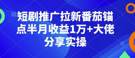 短剧推广拉新番茄锚点半月收益1万+大佬分享实操-百货大全