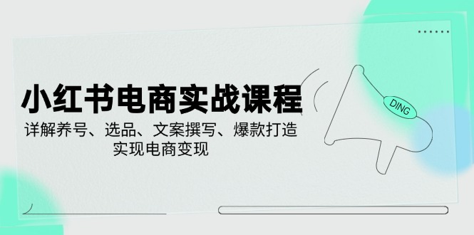 小红书电商实战课程，详解养号、选品、文案撰写、爆款打造，实现电商变现-百货大全