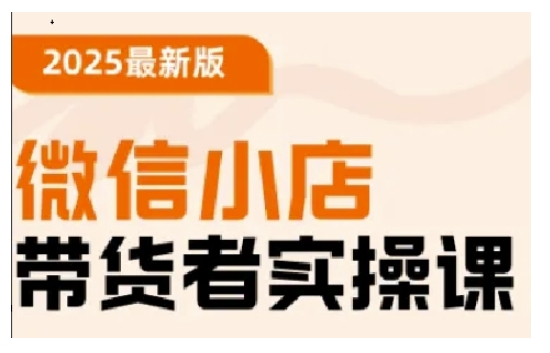 2025最新版微信小店带货者实操课，基础操作到高级运营技巧，快速上手-百货大全