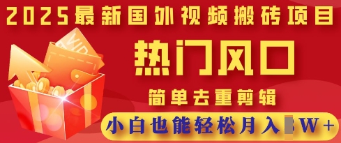 2025最新视频搬砖项目，热门风口，简单去重剪辑，小白也能轻松月入过W-百货大全