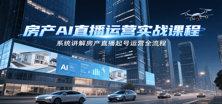 房产AI直播运营实战课程，系统讲解房产直播起号运营全流程-百货大全