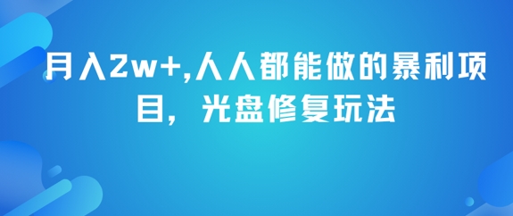 月入2w+，人人都能做的暴利项目，光盘修复玩法-百货大全