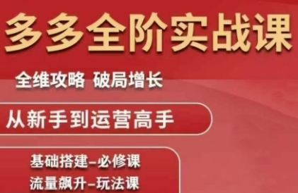 拼多多全阶实战课程，全维攻略，破局增长，从新手到运营高手-百货大全