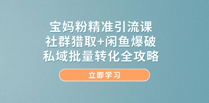宝妈粉精准引流课，社群猎取+闲鱼爆破，私域批量转化全攻略-百货大全