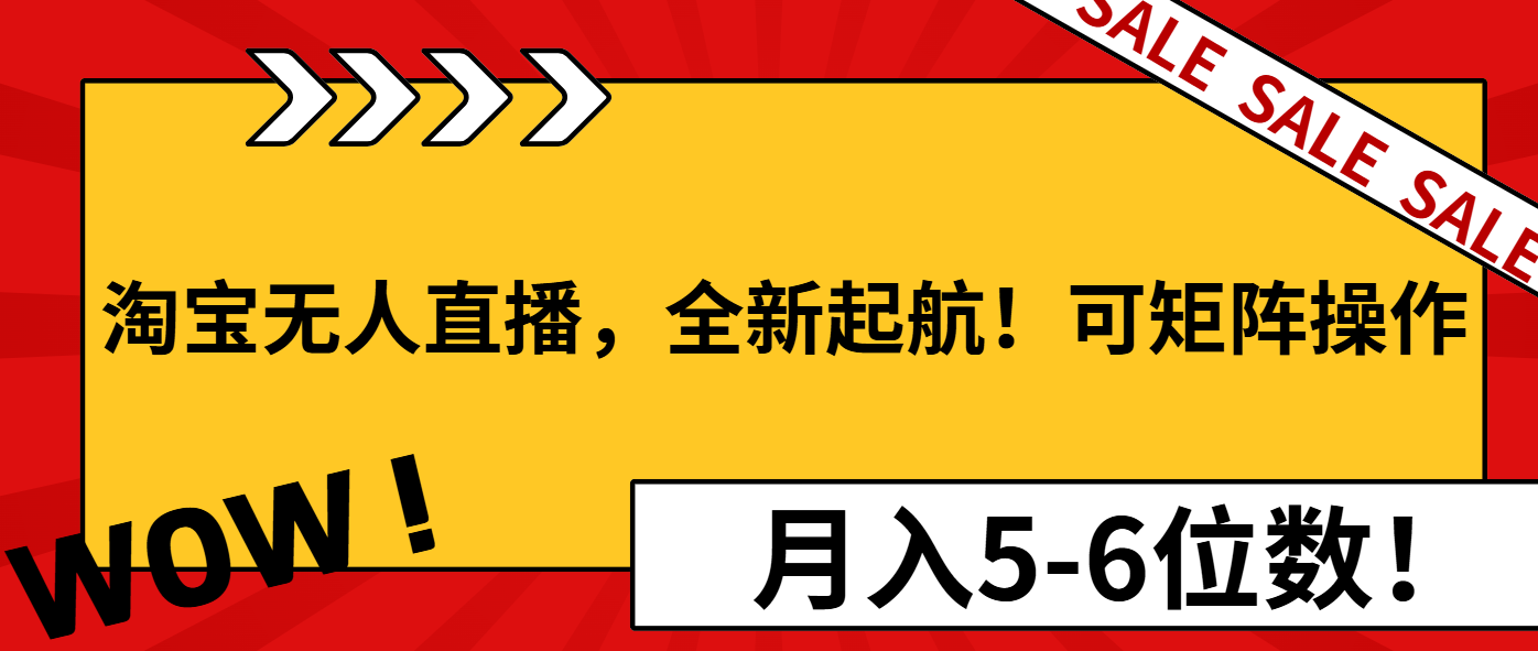 淘宝无人直播，全新起航！可矩阵操作，月入5-6位数！-百货大全