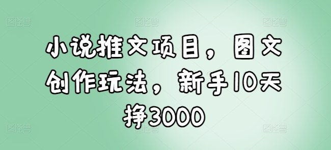 小说推文项目，图文创作玩法，新手10天挣3000-百货大全