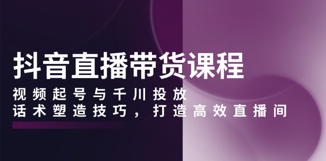 抖音直播带货课程，视频起号与千川投放，话术塑造技巧，打造高效直播间-百货大全