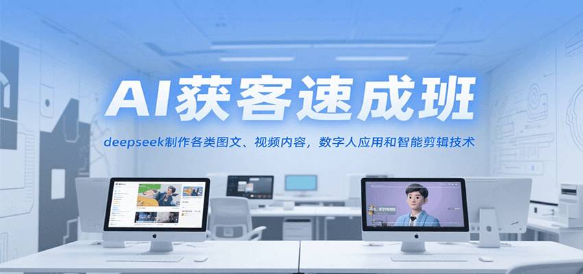 AI获客速成班，deepseek制作各类图文、视频内容，数字人应用和智能剪辑技术-百货大全