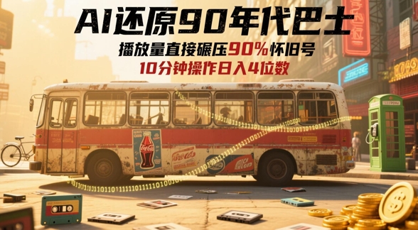AI还原90年代巴士，一帧就让70后泪崩，播放量直接碾压90%怀旧号，每天操作十分钟，日入四位数-百货大全