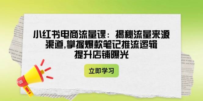 小红书电商流量课：揭秘流量来源渠道,掌握爆款笔记推流逻辑,提升店铺曝光-百货大全