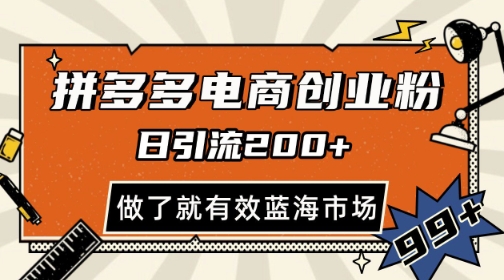 拼多多引流电商创业粉，日引200+，可矩阵放大，做了就有效【揭秘】-百货大全