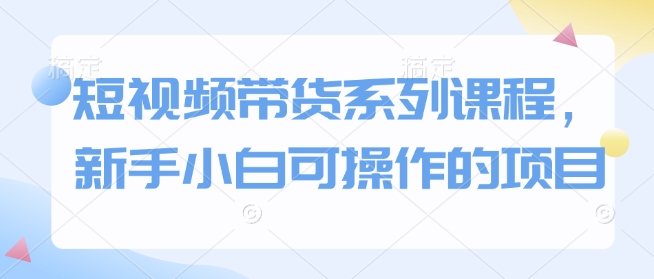 短视频带货系列课程，新手小白可操作的项目-百货大全