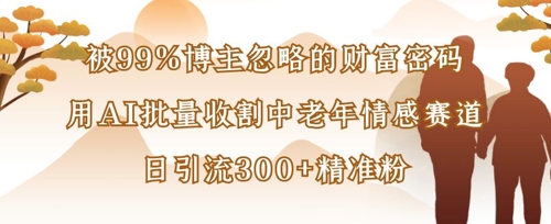 被99%博主忽略的财富密码：用AI批量收割中老年情感赛道，日引流300+精准粉-百货大全