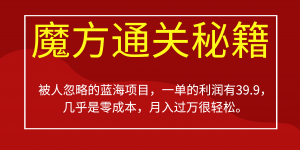 被人忽略的蓝海项目，魔方通关秘籍一单利润有39.9，几乎是零成本，月….-百货大全