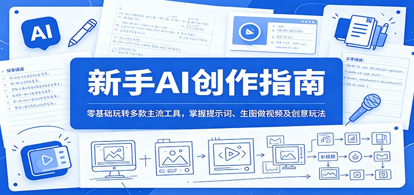 新手AI创作指南：零基础玩转多款主流工具，掌握提示词、生图做视频及创意玩法-百货大全