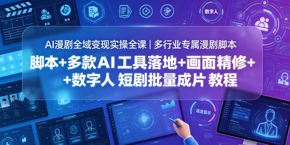 AI漫剧全域变现实操全课｜多行业专属漫剧脚本+多款AI工具落地+画面精修+数字人短剧批量成片全教程-百货大全