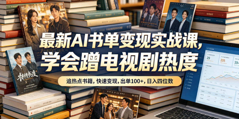 最新AI书单变现实战课，学会蹭电视剧热度，追热点书籍，快速变现，出单100+，日入四位数-百货大全