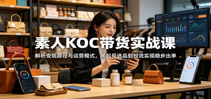 素人KOC带货实战课：解析变现路径与运营模式，从起号选品到投流实现稳步出单-百货大全