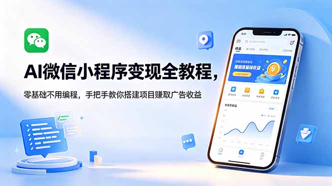 AI微信小程序变现全教程,零基础不用编程,手把手教你搭建项目赚取广告收益-百货大全