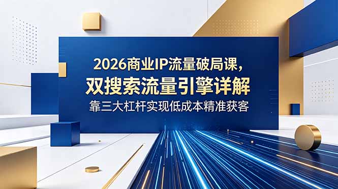 2026商业IP流量破局课，双搜索流量引擎详解，靠三大杠杆实现低成本精准获客-百货大全
