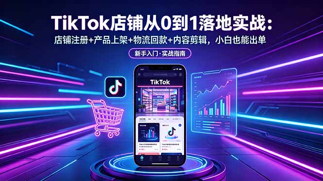 TikTok店铺从0到1落地实战:店铺注册+产品上架+物流回款+内容剪辑,小白也能出单-百货大全
