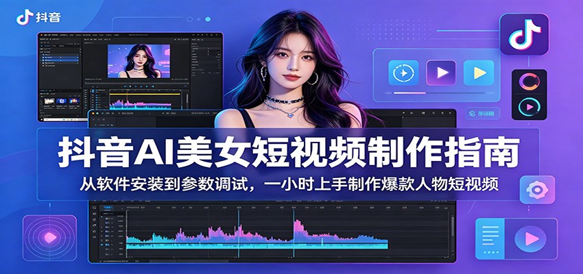 抖音AI美女短视频制作指南：从软件安装到参数调试，一小时上手制作爆款人物短视频-百货大全