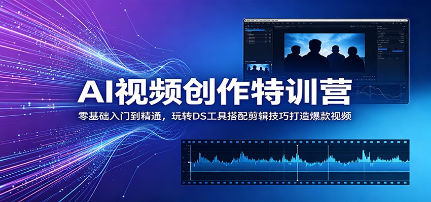 AI视频创作特训营：零基础入门到精通，玩转DS工具搭配剪辑技巧打造爆款视频-百货大全