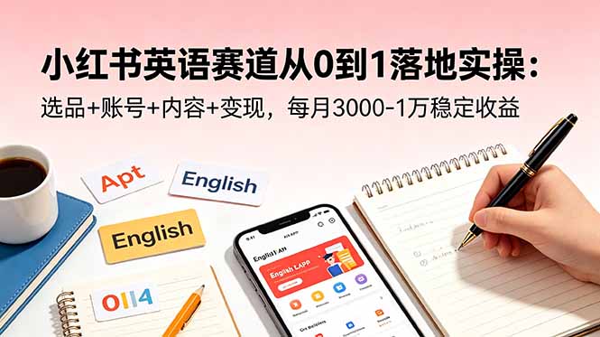 小红书英语赛道从0到1落地实操：选品+账号+内容+变现，每月3000-1万稳定收益-百货大全