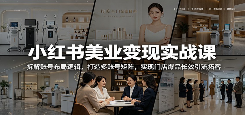 小红书美业变现实战课：拆解账号布局逻辑，打造多账号矩阵，实现门店爆品长效引流拓客-百货大全