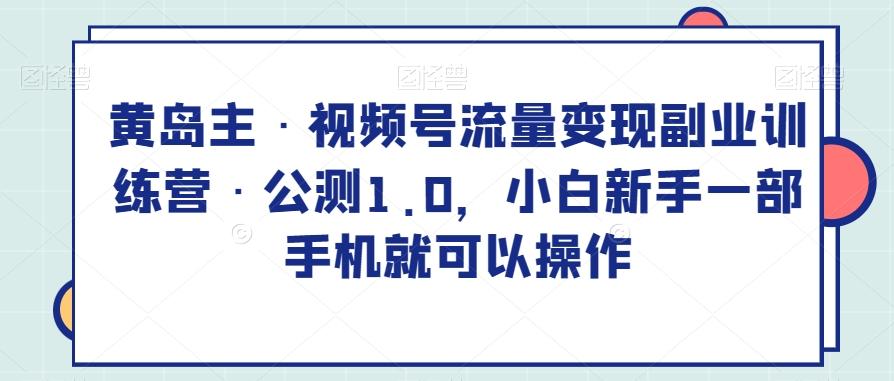 黄岛主·视频号流量变现副业训练营·公测1.0，小白新手一部手机就可以操作-百货大全