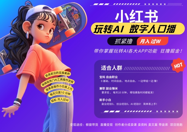 小红书数字人暴力起号，AI改写文案，再也不用费劲录口播，流量火爆月入破W轻松拿捏-百货大全