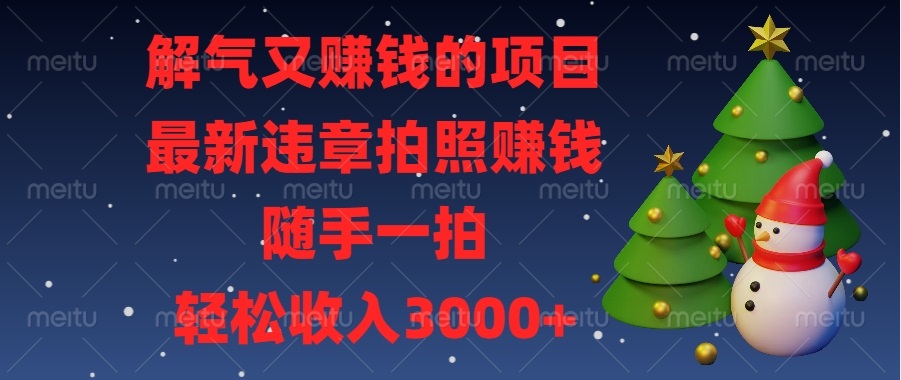 解气又赚钱的项目，最新违章拍照赚钱，随手一拍，轻松收入3000+-百货大全
