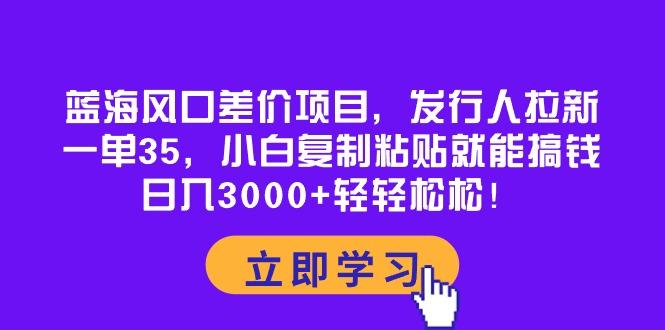 蓝海风口差价项目，发行人拉新，一单35，小白复制粘贴就能搞钱！日入30…-百货大全