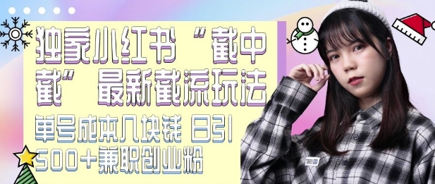 最新小红书截流玩法 独家截中截 单号成本几块钱 日引500+CY粉JZ粉-百货大全