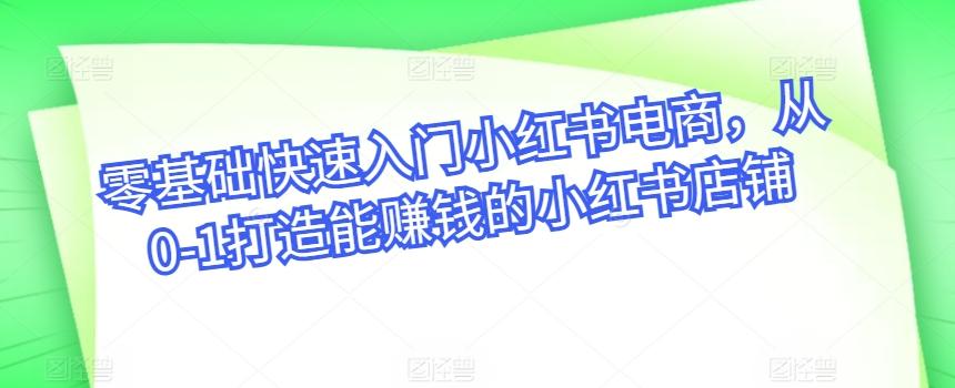 零基础快速入门小红书电商，从0-1打造能赚钱的小红书店铺-百货大全