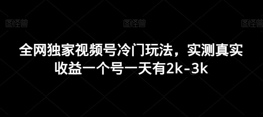 全网独家视频号冷门玩法，实测真实收益一个号一天有2k-3k-百货大全