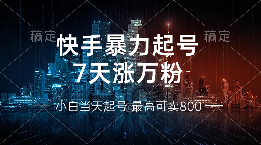 快手暴力起号，7天涨万粉，小白当天起号 多种变现方式，账号回收，单月…-百货大全