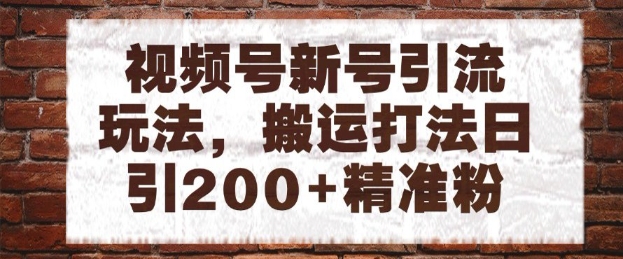 视频号新号引流玩法，搬运打法日引200+精准粉，可矩阵放大【揭秘】-百货大全