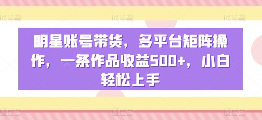 明星账号带货，多平台矩阵操作，一条作品收益500+，小白轻松上手【揭秘】-百货大全