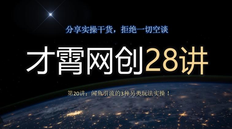 才霄网创28讲第20讲：闲鱼引流的3种另类玩法实操！-百货大全